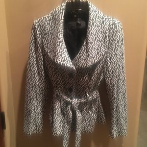 Black and white belted blazer